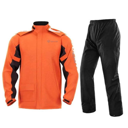 SULAITE Full-Body Motorcycle Raincoat, Breathable Waterproof, M-XXXL orange jacket and black rain pants set for riding, compact waterproof TPU membrane