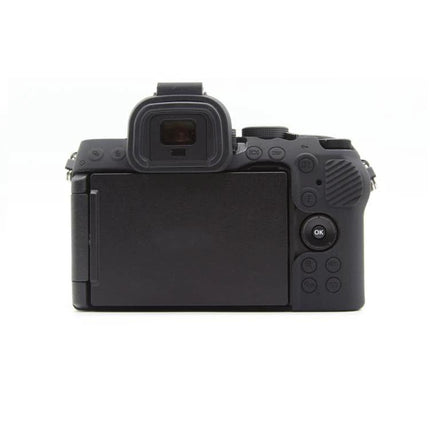Soft Silicone Protective Case for Compact Digital Cameras with Smooth Surface shown on a black mirrorless camera back view