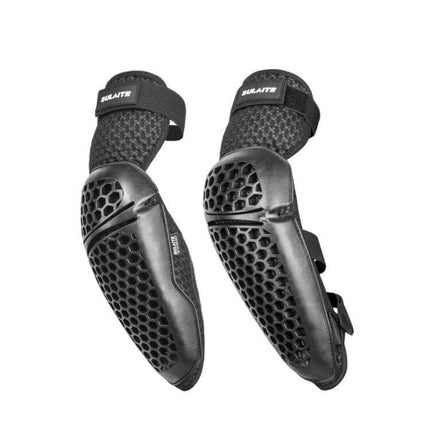 SULAITE Cycling Breathable Knee and Elbow Pad Set for Outdoor Rides - black breathable mesh knee and elbow protective pads with honeycomb shell