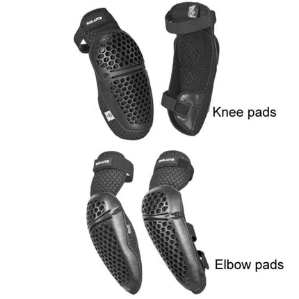 SULAITE Cycling Breathable Knee and Elbow Pad Set for Outdoor Rides - black breathable mesh knee and elbow pads with honeycomb protective shell