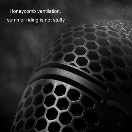 SULAITE Cycling Breathable Knee and Elbow Pad Set for Outdoor Rides showcasing honeycomb ventilation and breathable 3D mesh for summer comfort