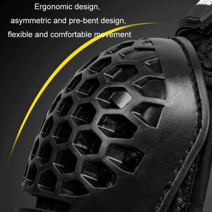 SULAITE Cycling Breathable Knee and Elbow Pad Set for Outdoor Rides - close-up honeycomb protective shell and breathable 3D mesh knee pad