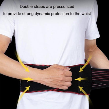 Sulaite Motorcycle Riding Breathable Anti Fall Belt Red shown fastened around rider waist with reinforced PP shell and pressurized double straps for protection