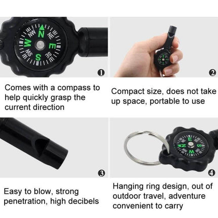2 In 1 Whistle Compass For Outdoor Survival With Mountaineering Buckle compact whistle compass with lanyard and keyring for hiking camping emergency kits