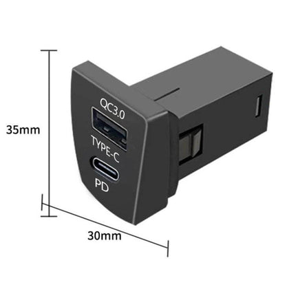 RAV4 USB-PD Car Charger For On-The-Go Everyday Use compact dual-port USB-C PD and QC3.0 car charger module 35mm x 30mm for Toyota RAV4