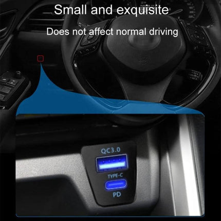 RAV4 USB-PD Car Charger For On-The-Go Everyday Use compact dual-port USB PD and QC3.0 car charger installed in Toyota RAV4 console