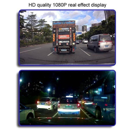 Car Dash Cam with HD Night Vision and Loop Recording Feature capturing 170-degree road view day and night