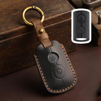 Key Cover For Motorcycle Brown Hollowed Daily Use - brown cowhide hollowed motorcycle key cover for Yamaha NMAX155 XMAX300 Aerox Jauns
