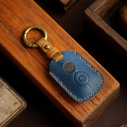 Key Cover For Motorcycle Brown Hollowed Daily Use - brown cowhide hollowed key cover for Yamaha NMAX155 XMAX300 Aerox Jauns, slim protective daily-use design
