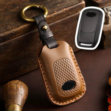 Kymco Motorcycle Remote Key Bag For Smart Key Case - brown cowhide protective S350 key cover with brass keyring