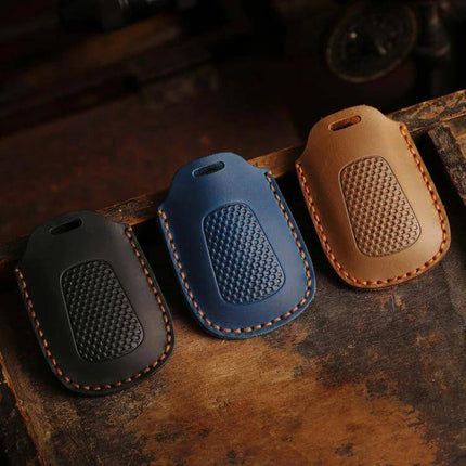 Kymco Motorcycle Remote Key Bag For Smart Key Case - cowhide protective S350 key cover in black blue tan, durable scratch-resistant design