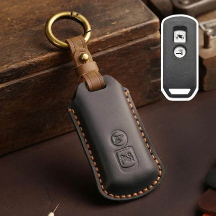 Hallmo Motorcycle Key Case For Honda Brown Everyday Use cowhide leather molded key cover for Honda NS125LA PCX160 Forza 350