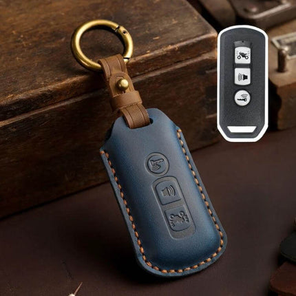 Hallmo Motorcycle Key Case For Honda Brown Everyday Use - brown cowhide key case for Honda NS125LA, Lead125, PCX160, Forza 350, molded fit