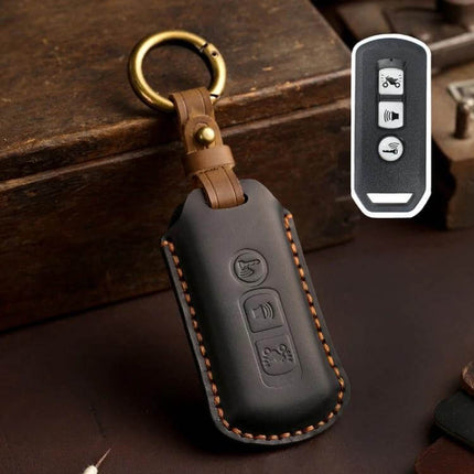 Hallmo Motorcycle Key Case For Honda Brown Everyday Use - brown cowhide leather key case molded for Honda NS125LA Lead125 PCX160 Forza350 keys