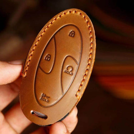 Handmade Hyundai Key Case For Hallmo Car Keys, 5 Or 7 Keys, Brown - brown cowhide slim leather key case for Hyundai/Hallmo 5 or 7-key fob