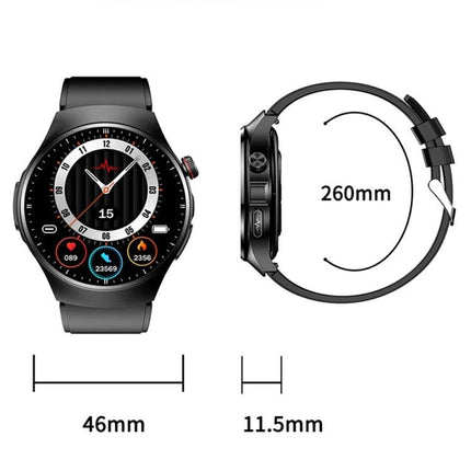 Daily Health Monitoring Watch for Everyday Wellness Activities showing 46mm face, 11.5mm thickness, 260mm band and heart-rate display