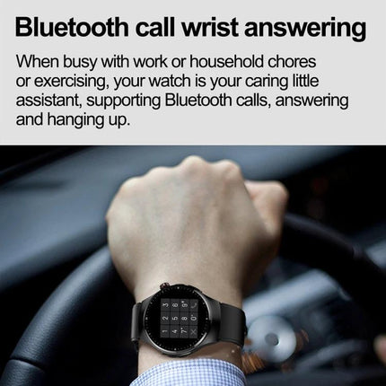 Daily Health Monitoring Watch for Everyday Wellness Activities showing Bluetooth call wrist answering and heart rate checks on wrist while driving