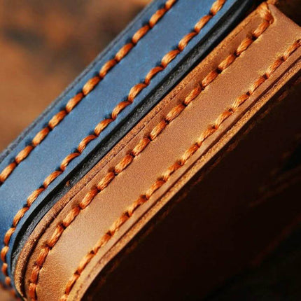 Sanyang Hallmo Motorcycle Key Case Cowhide Protective Cover close-up of hand-stitched cowhide leather edge and precise mold fit