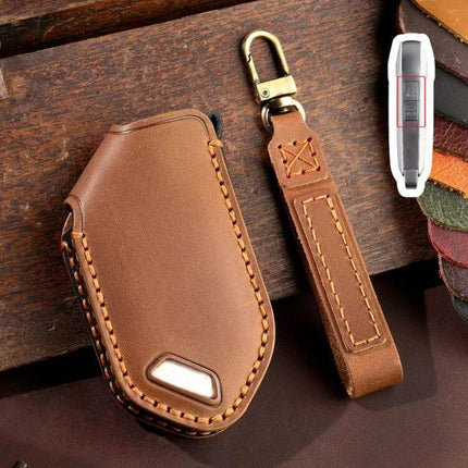 Kia Hallmo Car Key Protective Cover, 5 Keys For Everyday Use cowhide leather key fob case holds up to five keys with original-key fit and strap