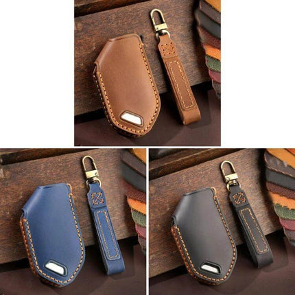 Kia Hallmo Car Key Protective Cover, 5 Keys For Everyday Use brown cowhide leather key fob case with strap