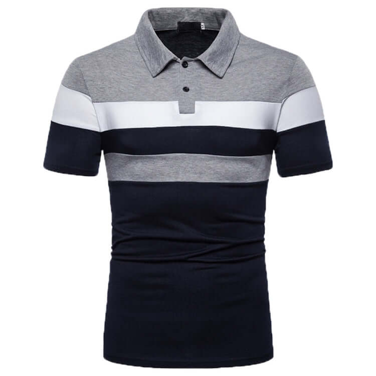 Men's Summer Casual Colorblock Polo T-Shirt with Lapel Collar