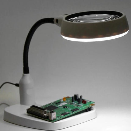 10X Desktop Magnifying Lamp with LED Lights for Reading and Repair over circuit board for electronics repair, 10X 120mm lens, LED ring light