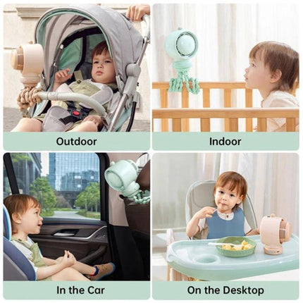 JisuLife Bladeless Stroller Fan for Portable Cooling and Air Flow attached to stroller, crib, car seat and desktop for baby safety