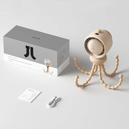 JisuLife Bladeless Stroller Fan for Portable Cooling and Air Flow - beige portable bladeless fan with flexible octopus mount and USB cable