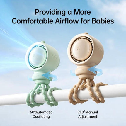 JisuLife Bladeless Stroller Fan for Portable Cooling and Air Flow - compact stroller-mounted bladeless fan with adjustable oscillation and secure clamp