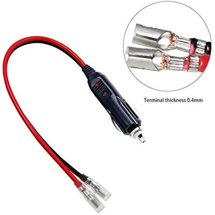 Fused Cigarette Lighter Plug With Lead For Vehicles – 12V/24V plug‑and‑play cable with built‑in fuse and quick‑connect terminals