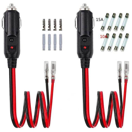 Fused Cigarette Lighter Plug With Lead For Vehicles - 12V/24V coiled lead with fuse and terminals for car accessories