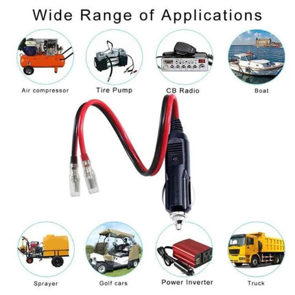 Fused Cigarette Lighter Plug With Lead For Vehicles, 12V/24V plug‑and‑play with built‑in fuse for powering CB radios, inverters, coolers, pumps