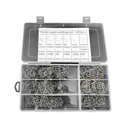 Boxed Car Bumper Repair Welding Wire Set 0.6 0.8 mm plastic bumper repair nails kit with six shapes in plastic storage box