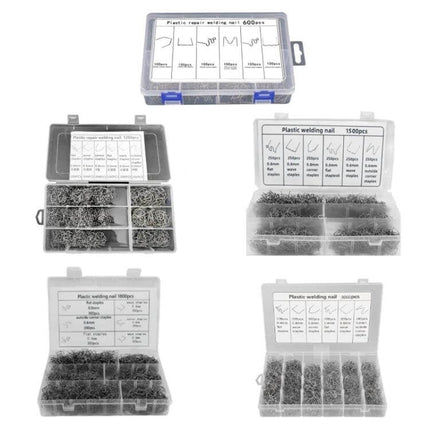 Boxed Car Bumper Repair Welding Wire Set 0.6 0.8 mm – plastic welding nail kit with six shapes in compartmented storage box