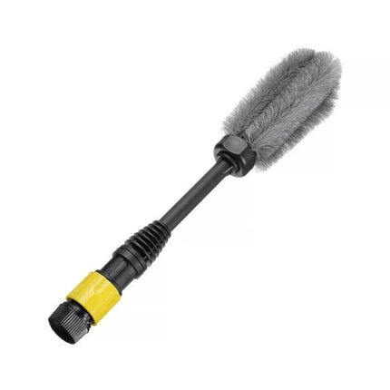 Soft Bristle Wheel Hub Cleaning Brush for Vehicle Washing - soft non-scratch bristle hub and rim brush with steel wire PA6 core for cars, trucks, motorcycles