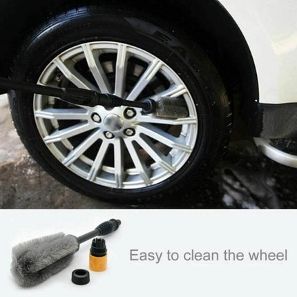 Soft Bristle Wheel Hub Cleaning Brush for Vehicle Washing gently cleaning alloy wheel spokes and hub with flexible non-scratch bristles