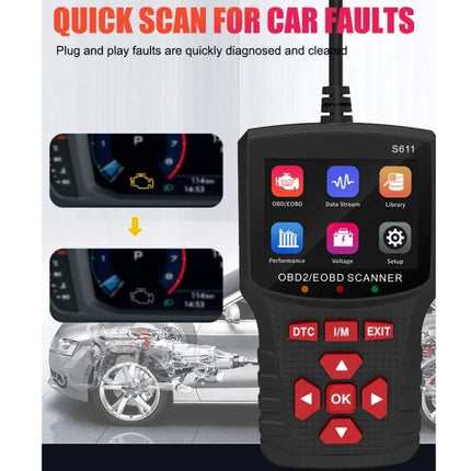 Essential Handheld Device for Routine Car Maintenance Checks - OBD2 car diagnostic scanner showing screen and buttons