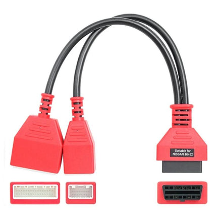 Practical Adapter for Everyday Nissan Car Key Management red dual-cable adapter for Nissan key programming and diagnostics