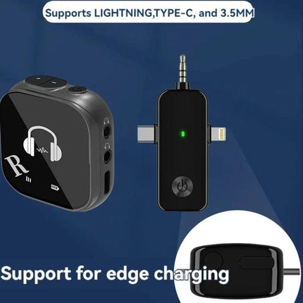 In-Ear Monitoring System for Musicians On Stage wireless receiver with Lightning, Type-C and 3.5mm connectors, support for edge charging