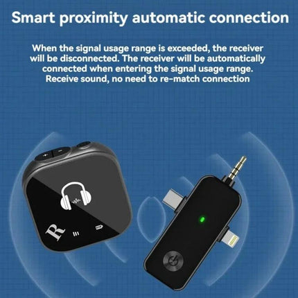 In-Ear Monitoring System for Musicians On Stage wireless receiver and transmitter showing smart proximity auto connection for clear onstage monitoring