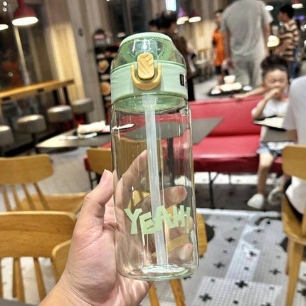 Student Portable Bouncing Straw Cup, 550ml to 800ml clear polycarbonate bottle with sealed lid and internal straw for school and travel