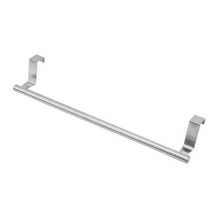 Stainless Steel Towel Rack For Kitchen Cabinet Storage mounted over cabinet door for hand towels, slim space-saving stainless steel design