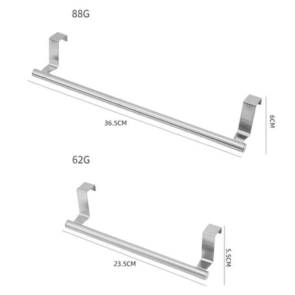 Stainless Steel Towel Rack For Kitchen Cabinet Storage - over-the-door stainless steel bar for hand towels, 36.5cm and 23.5cm sizes
