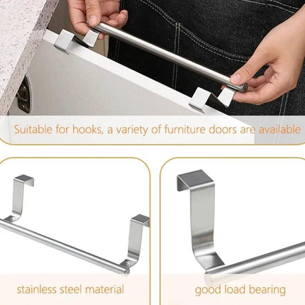 Stainless Steel Towel Rack For Kitchen Cabinet Storage — over-the-door stainless steel towel bar for small kitchens