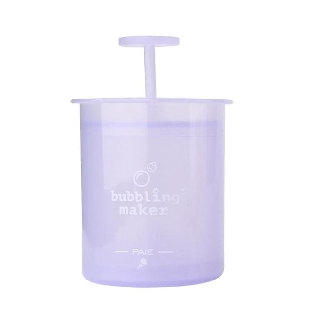 Portable Foaming Cup for Daily Skincare and Travel Use - translucent lavender foaming cup with plunger for quick facial cleanser foam