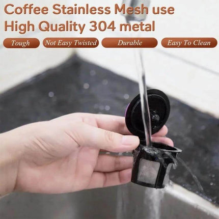 Keurig Reusable Mesh Coffee Filter For Coffee Makers - hand rinsing stainless steel mesh filter under faucet, high quality 304 metal, easy to clean