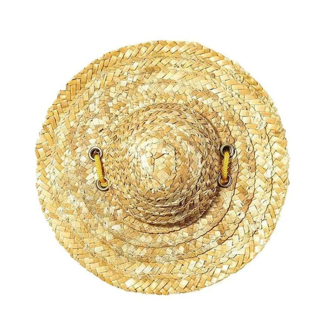 Straw Hat for Dogs and Cats on Outdoor Adventures and Parties - lightweight breathable straw pet hat with adjustable elastic straps for sun protection