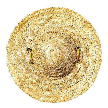 Straw Hat for Dogs and Cats on Outdoor Adventures and Parties - breathable lightweight straw hat with adjustable elastic straps for park, beach, parties