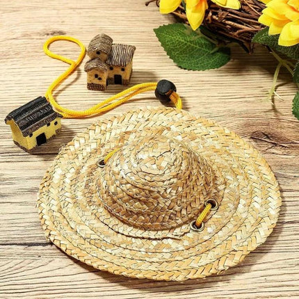 Straw Hat for Dogs and Cats on Outdoor Adventures and Parties - lightweight breathable straw pet hat with adjustable elastic straps
