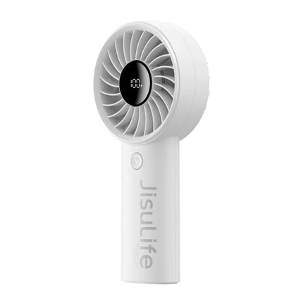 JisuLife Life4 Rechargeable Handheld Fan for Daily Cooling compact white handheld fan with digital display and power button